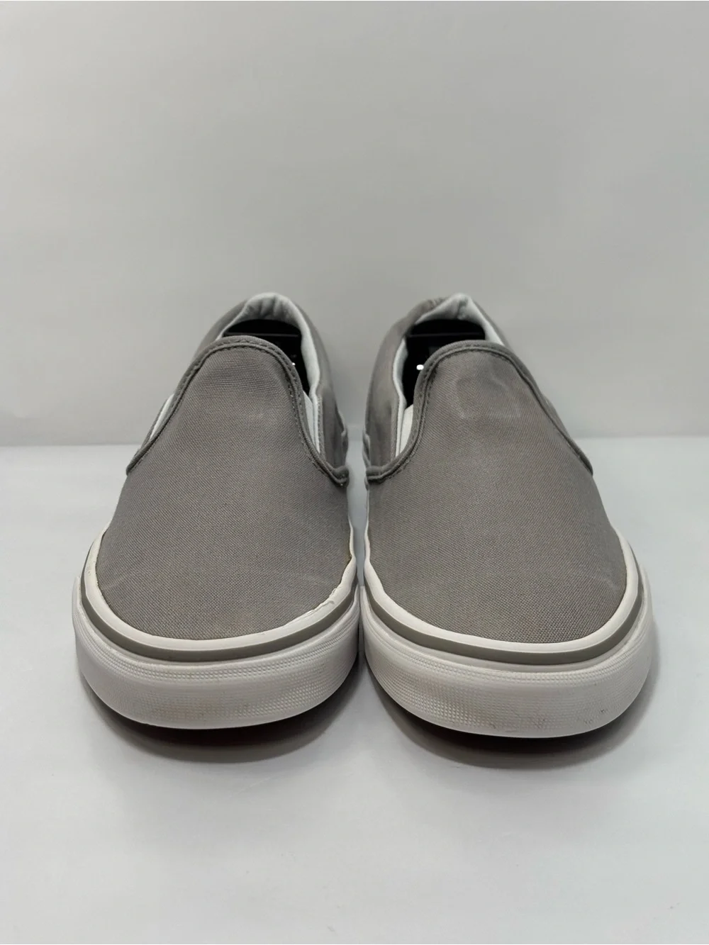 Vans Classic Slip on Gray Canvas Skate Shoe Low Top Unisex M5.5 W7 Grey/White